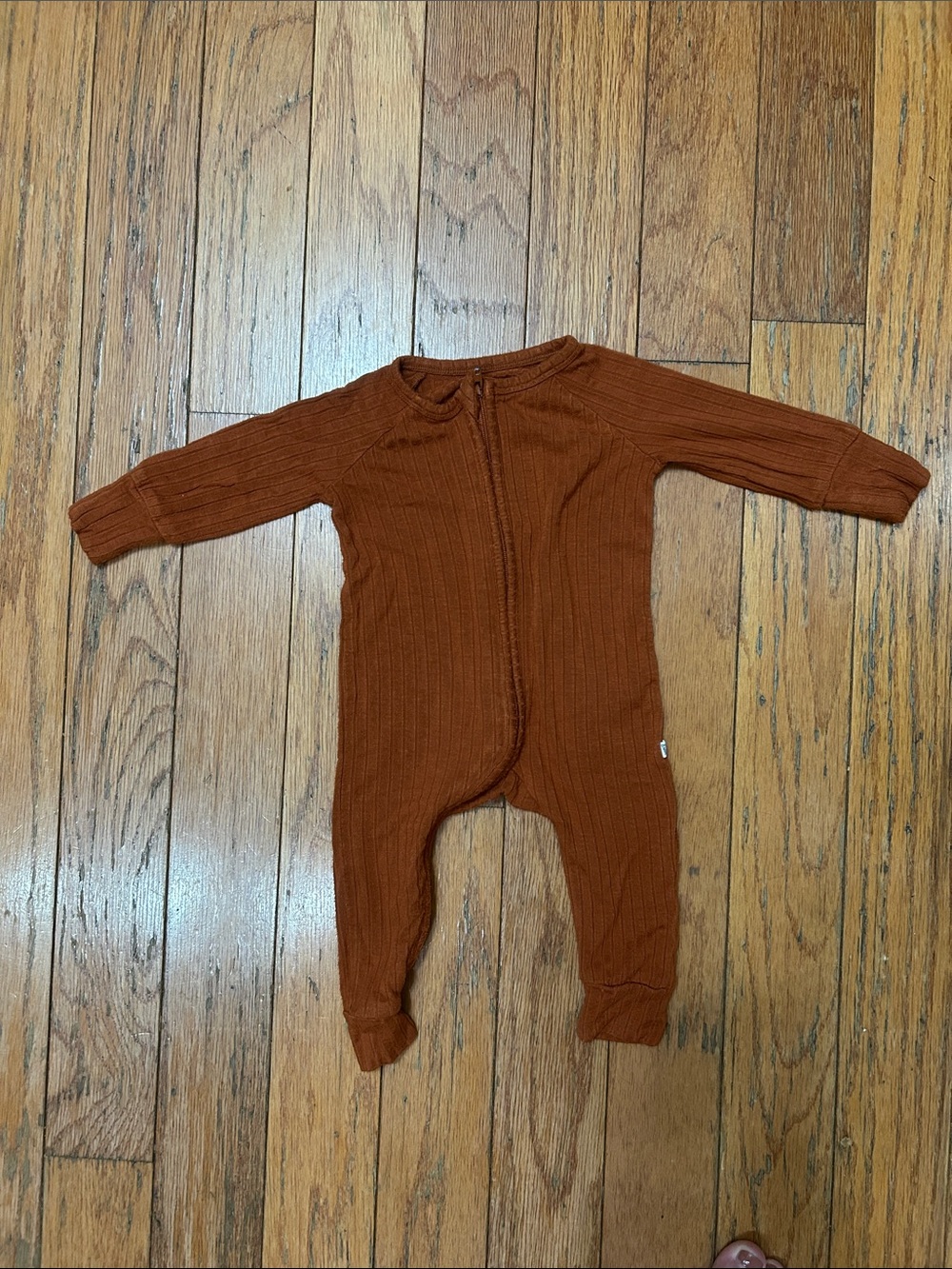 Bamboo Zipper Footie One-Piece in Rust Brown